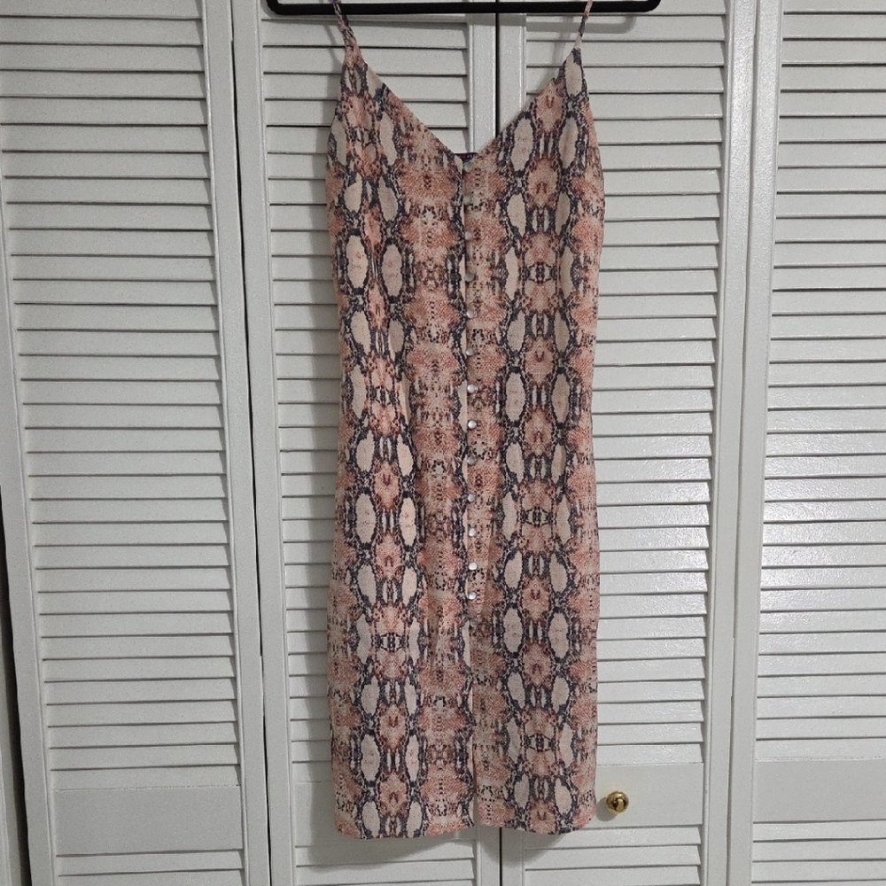 one clothing Pink and Black Snake Print Slip Dress